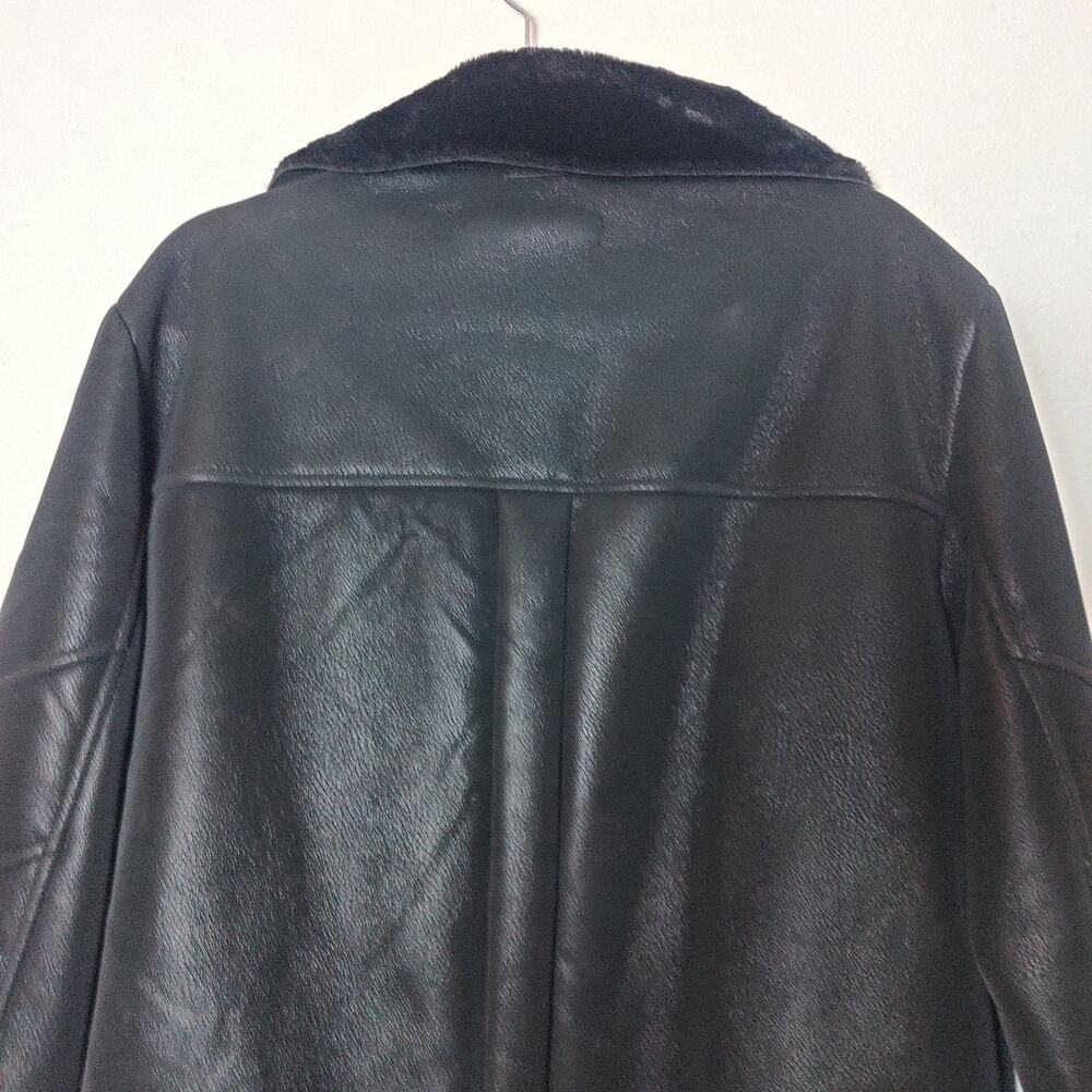 Blanc Noir Violetta Faux Leather Shearling Oversized Moto Biker Jacket Large - Picture 8 of 13
